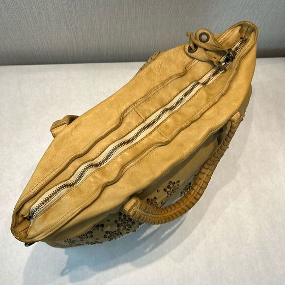 Errelleventidue Italian Leather Handbag Satchel Purse Floral Cutout Stud Detail - Picture 7 of 13